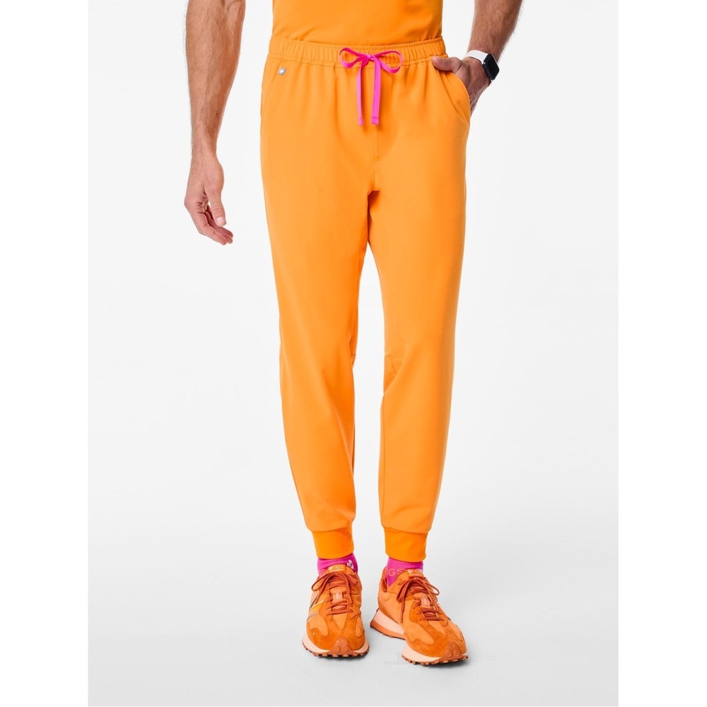 Figs Technical Collection XXL Men's Orange‎ Jogger Pants with Pink Drawstring